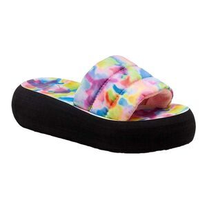 Rocket Dog Womens/Ladies Splash Rainbow Tie Dye Flatform Sliders / Pink